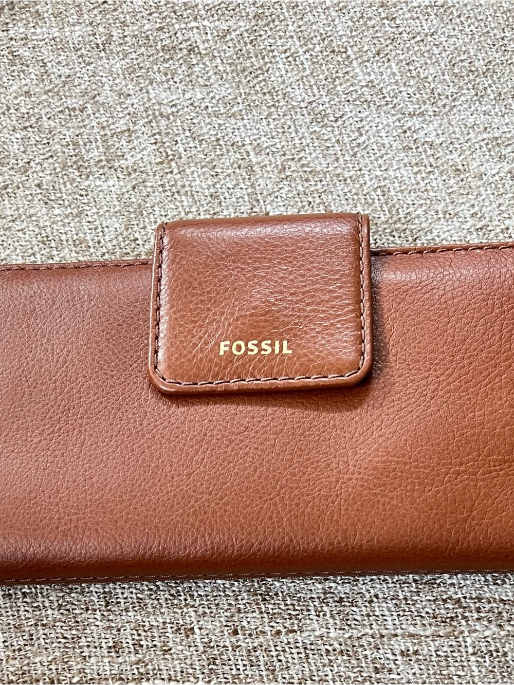 Fossil Tan Leather Card Wallet with ID Window